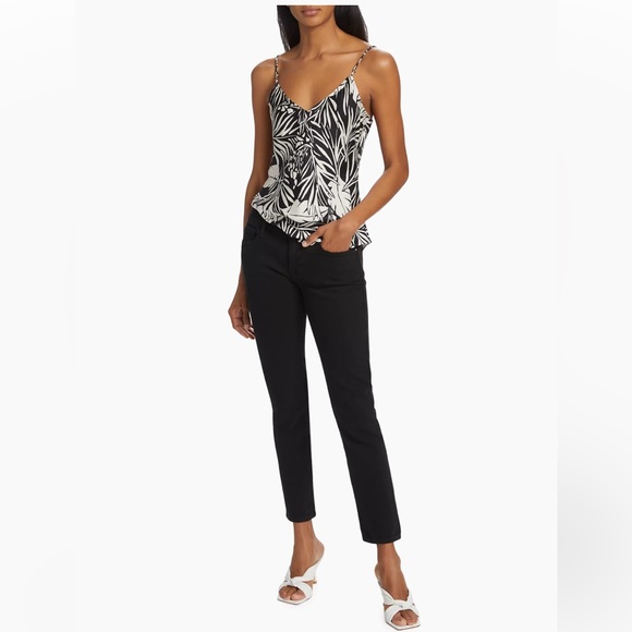 NWOT FRAME Palm-Printed V-Neck Cami in 100% Washable Silk Size Large - Picture 4 of 13